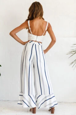 Hermosa Wide Leg Pocket Pants Stripe Print Navy -Selfie Leslie Shop photo 1319 st1988b white st2046d navy