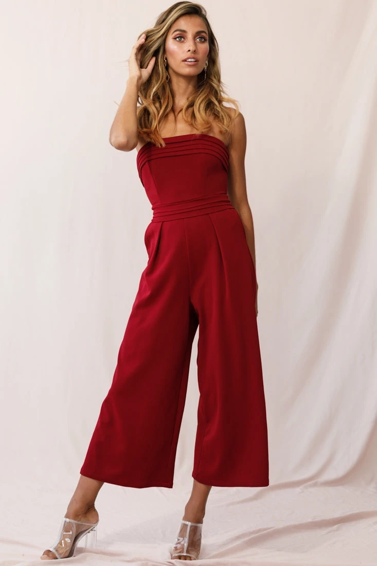 Chosen Strapless Wide Leg Jumpsuit Wine 8 Chosen Strapless Wide Leg Jumpsuit Wine - Image 6