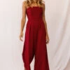 Chosen Strapless Wide Leg Jumpsuit Wine 2 Chosen Strapless Wide Leg Jumpsuit Wine -Selfie Leslie Shop photo 1385 14289b red 1