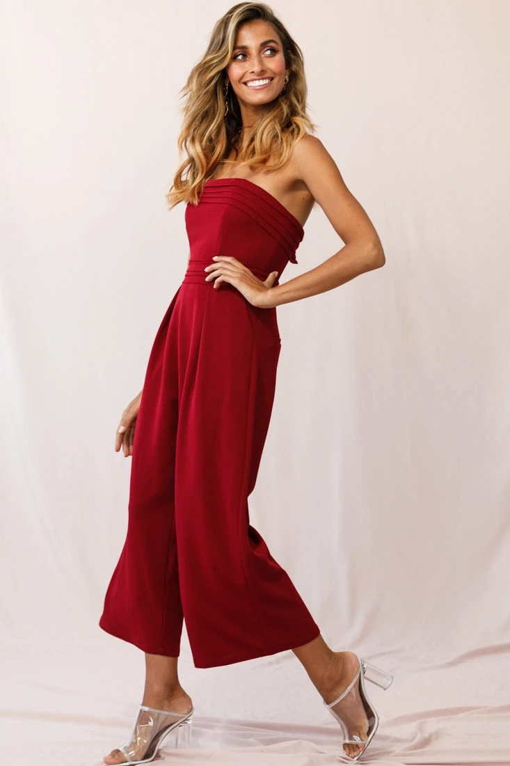 Chosen Strapless Wide Leg Jumpsuit Wine 4 Chosen Strapless Wide Leg Jumpsuit Wine - Image 2