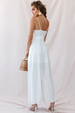 Taylor V-Neck Split Wide Leg Jumpsuit White -Selfie Leslie Shop photo 1799 62275d white