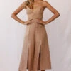Charlie Structured Wide Leg Jumpsuit Tan -Selfie Leslie Shop photo 1830 62453b tan