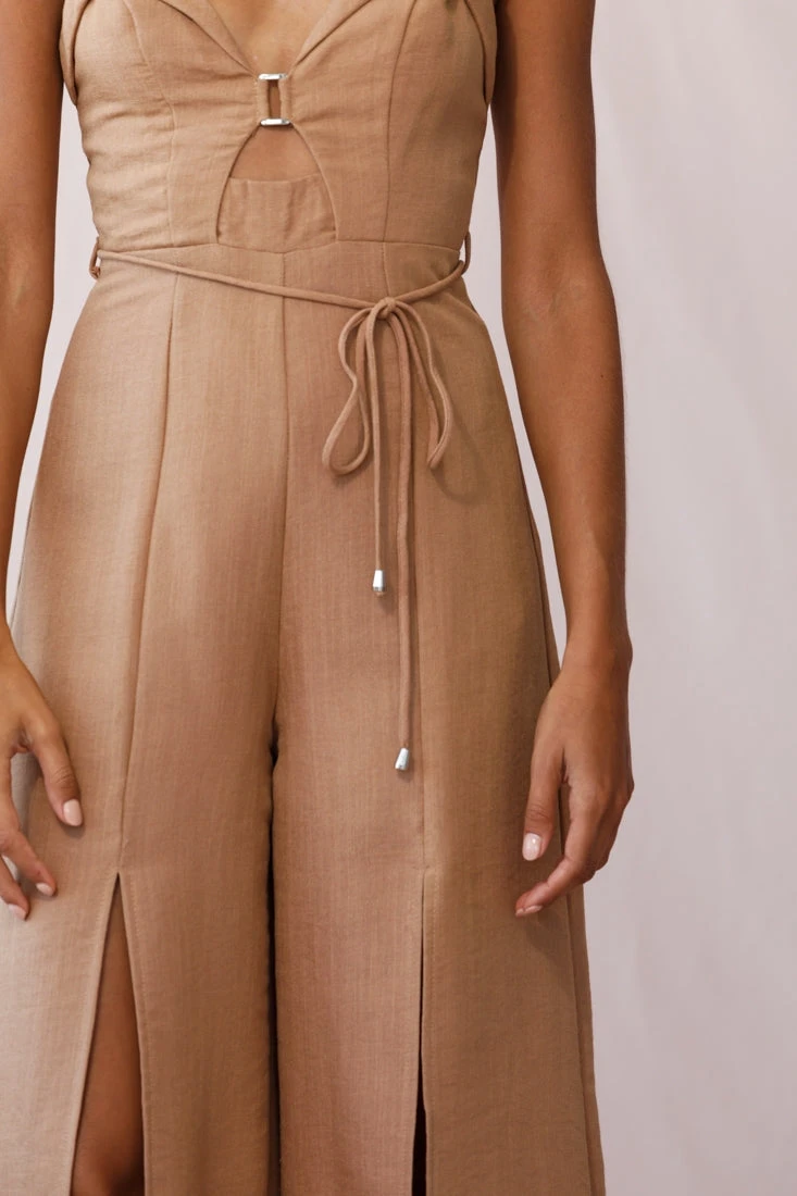 Charlie Structured Wide Leg Jumpsuit Tan 6 Charlie Structured Wide Leg Jumpsuit Tan - Image 4