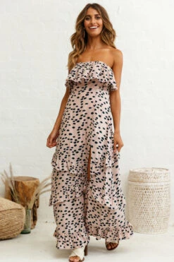 Zulu Frill Bust Front Split Maxi Dress Animal Print Mocha -Selfie Leslie Shop photo 190 62355d01 mocha