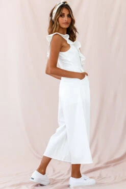 Cheryl Ruffle Strap Wide Leg Jumpsuit White -Selfie Leslie Shop photo 2164 62461d white