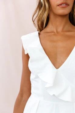 Cheryl Ruffle Strap Wide Leg Jumpsuit White -Selfie Leslie Shop photo 2165 62461d white