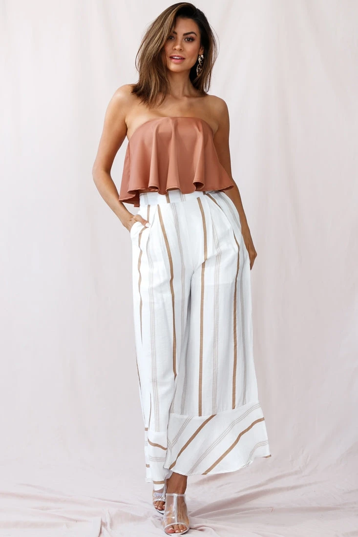 Hermosa Wide Leg Pocket Pants Stripe Print Tan 3 Hermosa Wide Leg Pocket Pants Stripe Print Tan