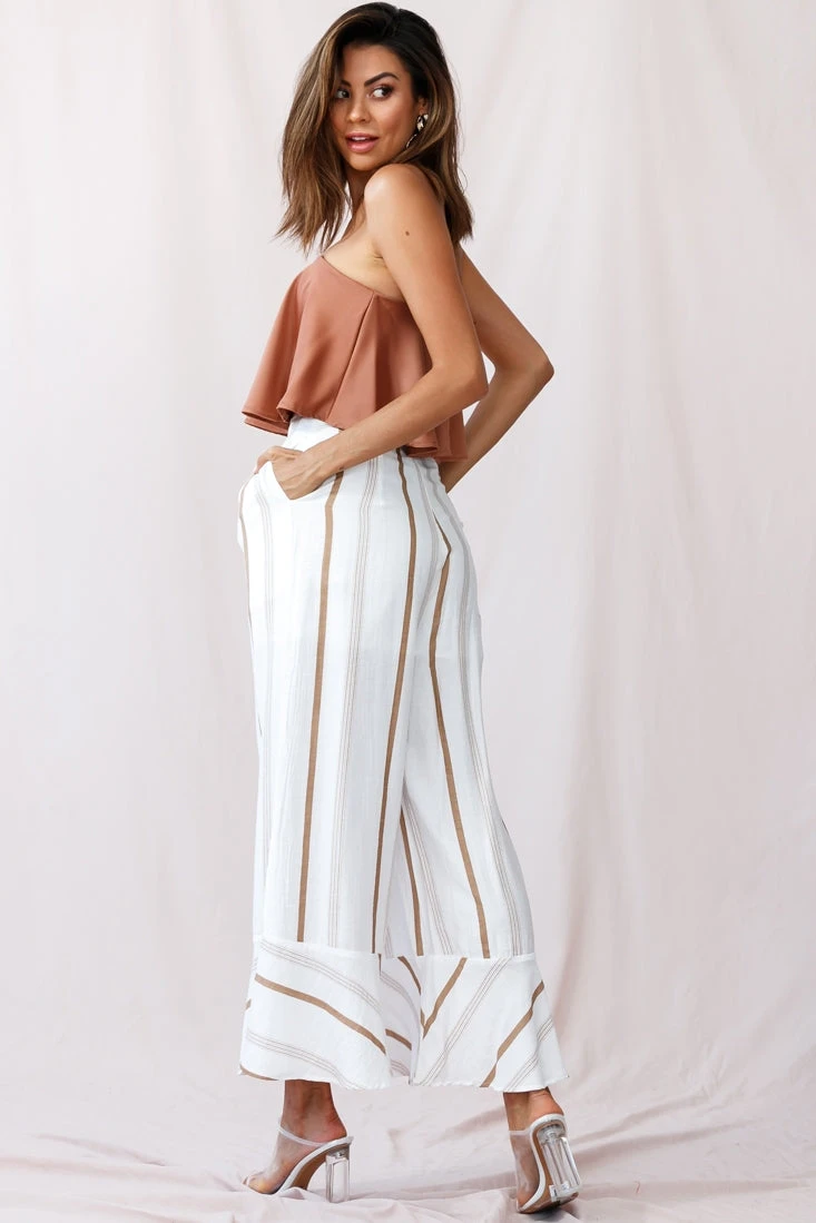 Hermosa Wide Leg Pocket Pants Stripe Print Tan 5 Hermosa Wide Leg Pocket Pants Stripe Print Tan - Image 3