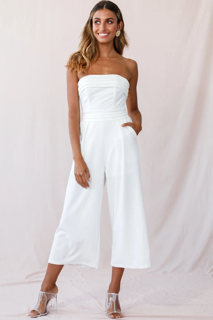 Chosen Strapless Wide Leg Jumpsuit White 15 Chosen Strapless Wide Leg Jumpsuit White - Image 13