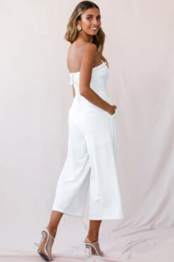 Chosen Strapless Wide Leg Jumpsuit White 24 Chosen Strapless Wide Leg Jumpsuit White -Selfie Leslie Shop photo 2260 14289b white