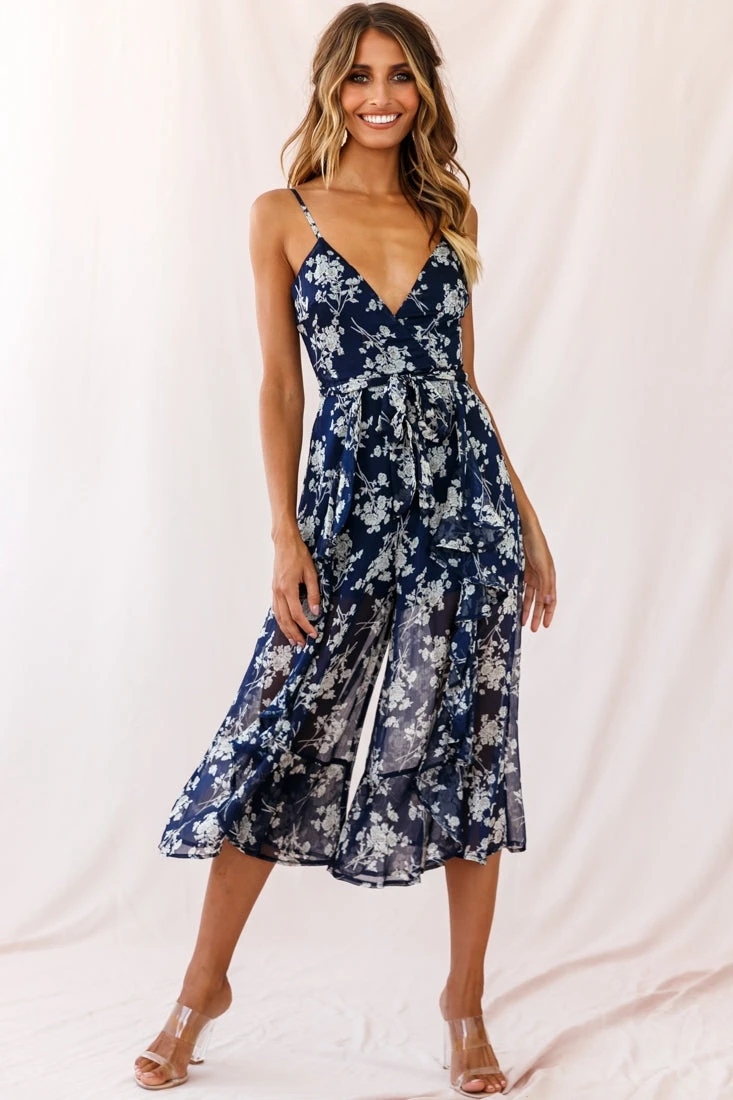 Constance Thin Strap Midi Jumpsuit Navy/White Flower 3 Constance Thin Strap Midi Jumpsuit Navy/White Flower