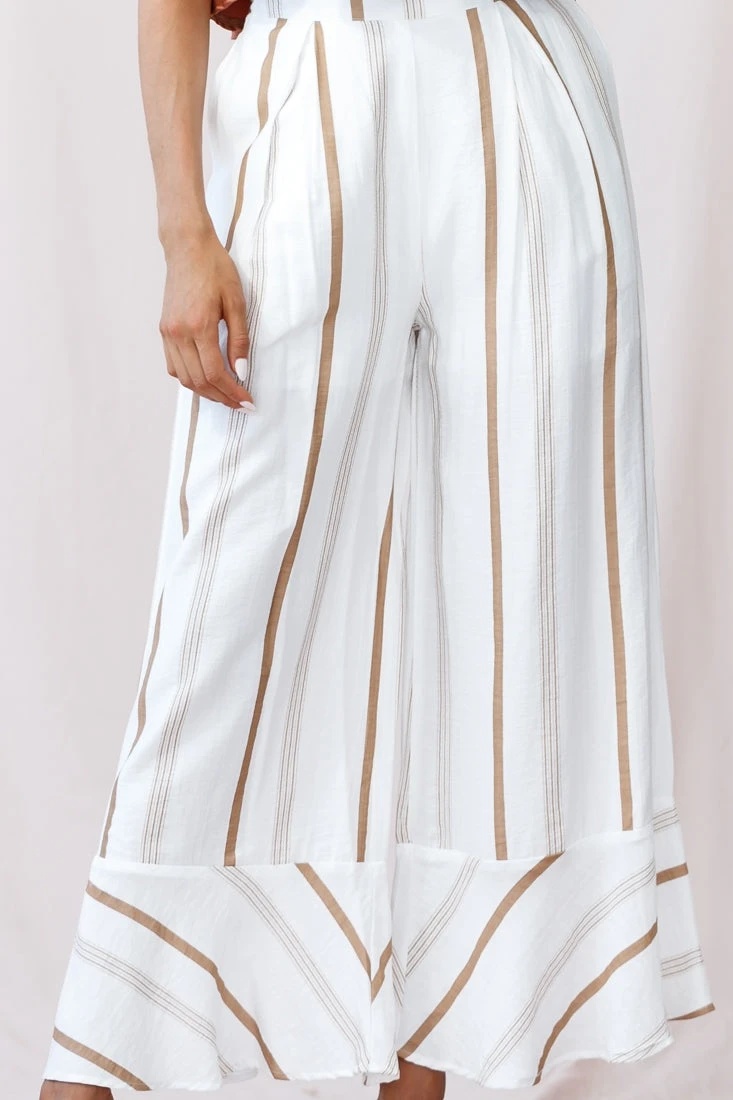 Hermosa Wide Leg Pocket Pants Stripe Print Tan 6 Hermosa Wide Leg Pocket Pants Stripe Print Tan - Image 4