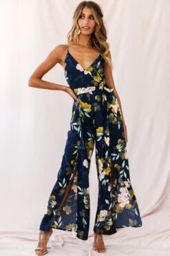Carrie High Slit Cami Jumpsuit Navy -Selfie Leslie Shop photo 2348 cb0027b05 navy