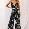 Carrie High Slit Cami Jumpsuit Navy