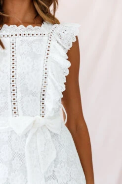Prairie Crochet Frill Dress White 18 Prairie Crochet Frill Dress White -Selfie Leslie Shop photo 2463 st1572b white