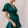 Cami Angel Sleeve Faux Wrap Dress Jade 2 Cami Angel Sleeve Faux Wrap Dress Jade -Selfie Leslie Shop photo 2505 st1371b01 jade