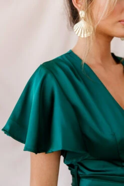 Cami Angel Sleeve Faux Wrap Dress Jade -Selfie Leslie Shop photo 2513 st1371b01 jade