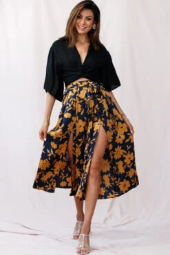 Danika Front Split Midi Culotte Pants Navy/Mustard 13 Danika Front Split Midi Culotte Pants Navy/Mustard -Selfie Leslie Shop photo 273 25122d06 navy mustard