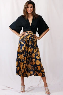 Danika Front Split Midi Culotte Pants Navy/Mustard 14 Danika Front Split Midi Culotte Pants Navy/Mustard -Selfie Leslie Shop photo 275 25122d06 navy mustard