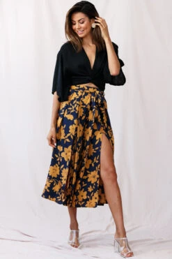 Danika Front Split Midi Culotte Pants Navy/Mustard 15 Danika Front Split Midi Culotte Pants Navy/Mustard -Selfie Leslie Shop photo 278 25122d06 navy mustard
