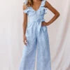 Danube Belted Waist Pinstripe Jumpsuit Blue 1 Danube Belted Waist Pinstripe Jumpsuit Blue -Selfie Leslie Shop photo 2798 st1355b blue