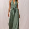 Aruba Wide Leg Halterneck Jumpsuit Khaki -Selfie Leslie Shop photo 408 st1716d01 khaki