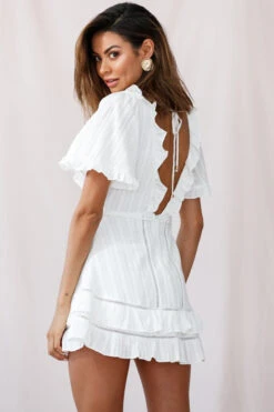 Marybelle Angel Sleeve A-Line Ruffle Dress White -Selfie Leslie Shop photo 429 st2055bk white