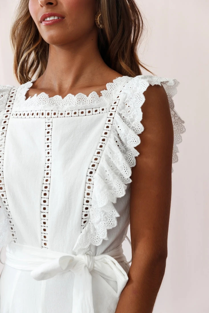 Meadow Ruffle Strap Open Back Midi Jumpsuit White 6 Meadow Ruffle Strap Open Back Midi Jumpsuit White - Image 4