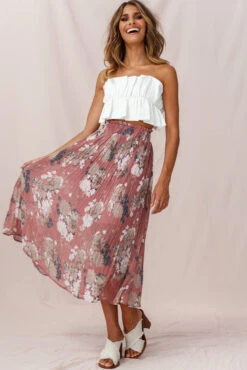 Caroline Accordion Pleat Midi Skirt Rose -Selfie Leslie Shop photo 625 skirt 26835b white 26917b03 rose
