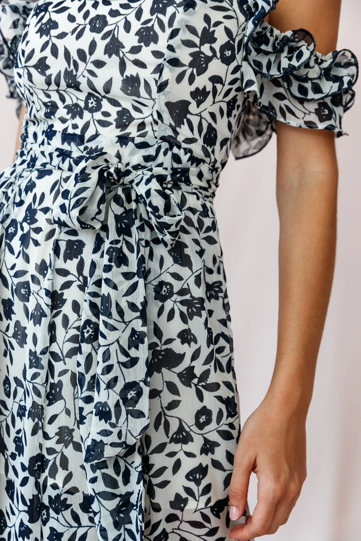 Jazz Bardot Neckline Wide Leg Split Jumpsuit Navy 7 Jazz Bardot Neckline Wide Leg Split Jumpsuit Navy - Image 5