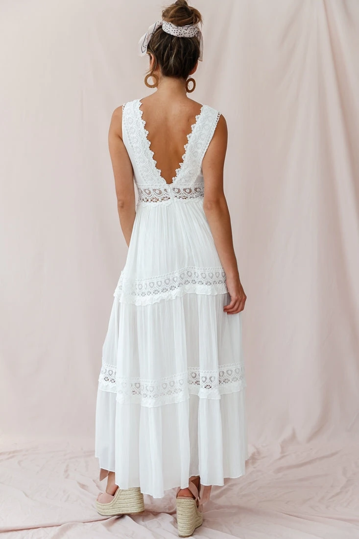 Faith Embroidered Details Maxi Dress Ivory 5 Faith Embroidered Details Maxi Dress Ivory - Image 3