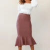 Shalon Ribbed Knit Fluted Hem Midi Skirt Antique Rose 2 Shalon Ribbed Knit Fluted Hem Midi Skirt Antique Rose -Selfie Leslie Shop qs17164b01 white 14502b antique rose 190806sl17257