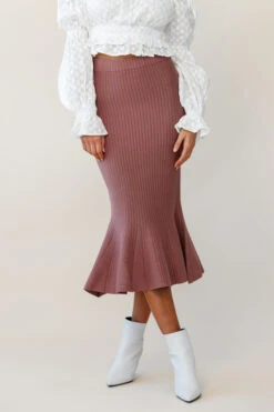 Shalon Ribbed Knit Fluted Hem Midi Skirt Antique Rose 11 Shalon Ribbed Knit Fluted Hem Midi Skirt Antique Rose -Selfie Leslie Shop qs17164b01 white 14502b antique rose 190806sl17258