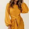 Rapt Waist Tie Knit Dress Mustard 1 Rapt Waist Tie Knit Dress Mustard -Selfie Leslie Shop st1418b01 mustard 190903sl0736