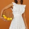 Prairie Crochet Frill Dress White 1 Prairie Crochet Frill Dress White -Selfie Leslie Shop st1572b white 1