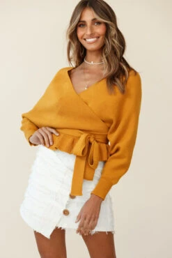 Venetian Faux Placket Frayed Wrap Mini Skirt White -Selfie Leslie Shop st1740d white 27129b mustard 190903sl0286 1