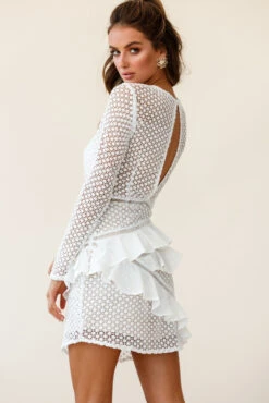 Aramis Long Sleeve Lace & Ruffle Detail Dress White 14 Aramis Long Sleeve Lace & Ruffle Detail Dress White -Selfie Leslie Shop st1910d02 white 190812sl1094