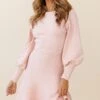 Montmarte Lantern Sleeve Fluted Hem Dress Blush -Selfie Leslie Shop st2409d blush 1