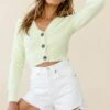 Dusky Nights Fuzzy Knit Cardigan Mint