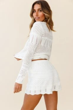 Lazy Daze Crochet Knit Shorts White -Selfie Leslie Shop zes010 white 3